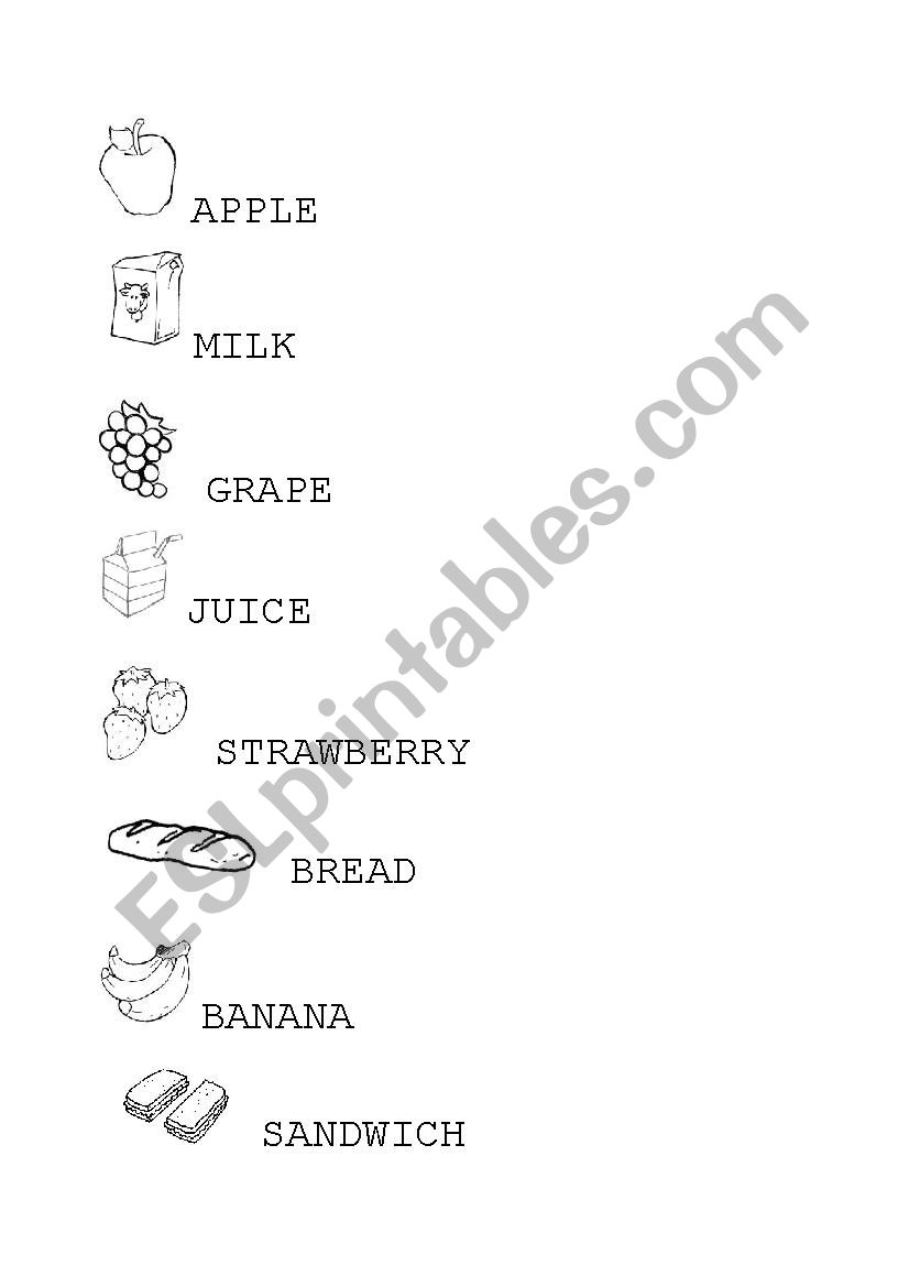 Foods worksheet