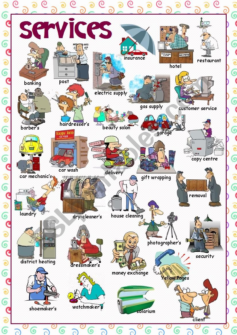 Services (Picture Dictionary) worksheet