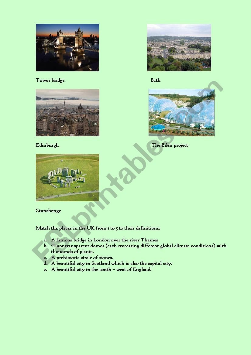 Welcome to Great Britain worksheet