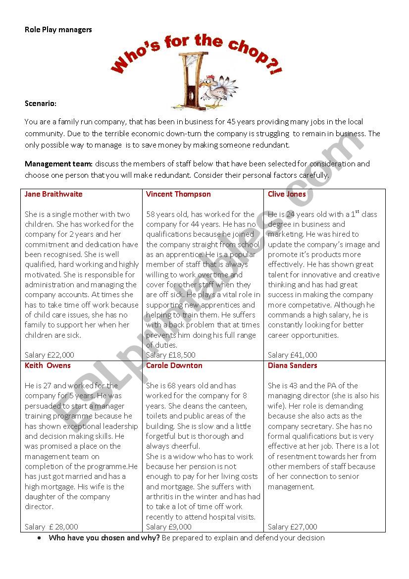 Who Gets the Chop?! worksheet