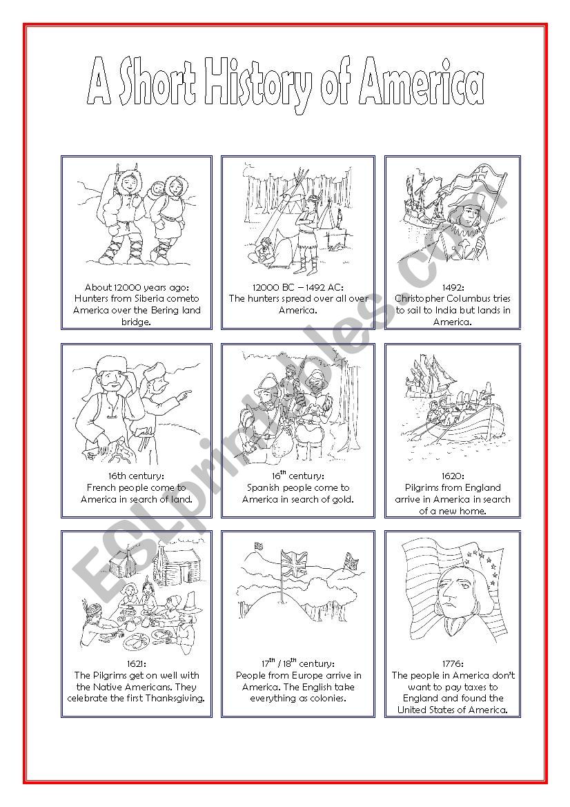 A Short History of America worksheet