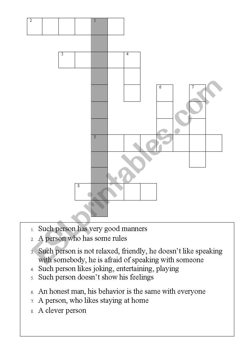 crossword worksheet