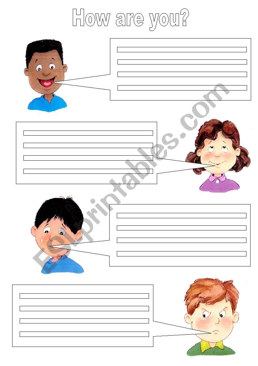 How are you? worksheet + flashcards
