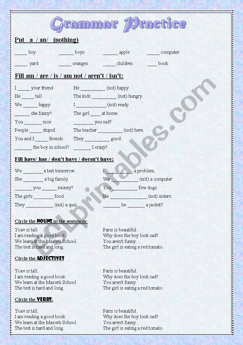 Grammar Practice worksheet