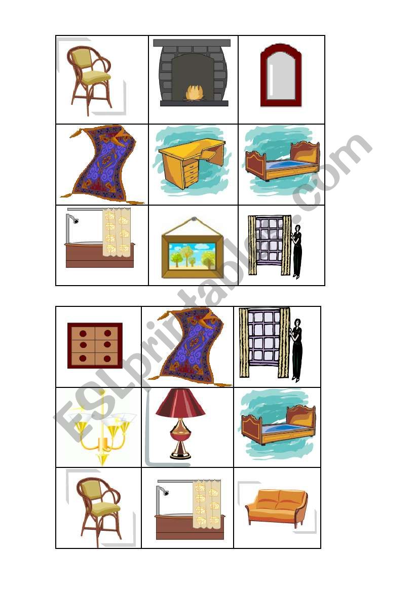Furniture Bingo worksheet