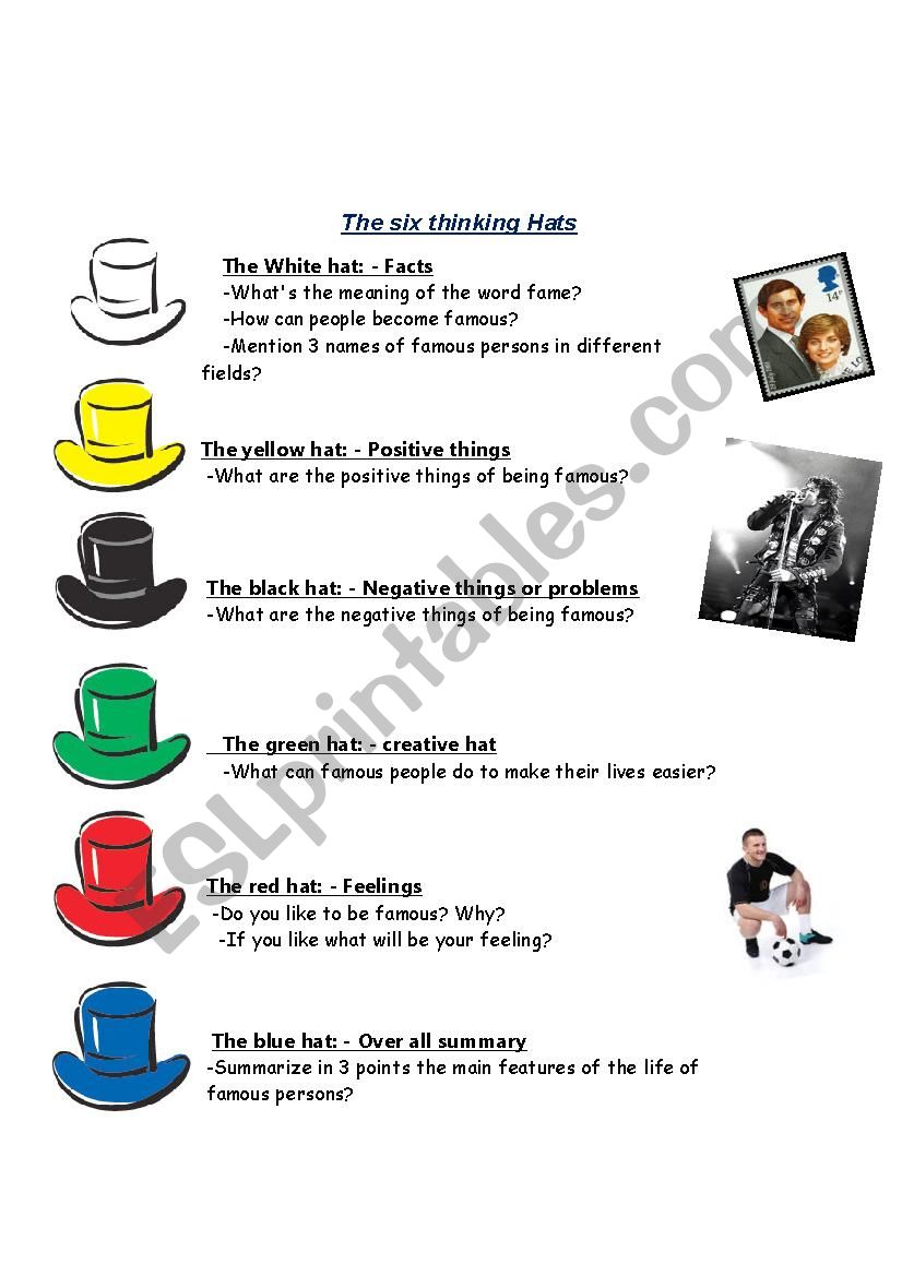 six hats fame worksheet