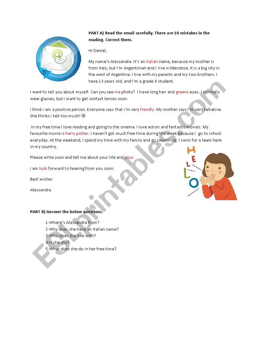 Email worksheet