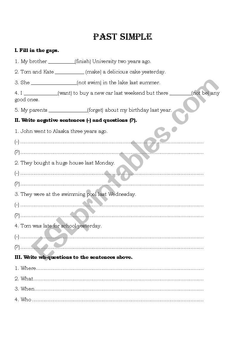 Past Simple  worksheet