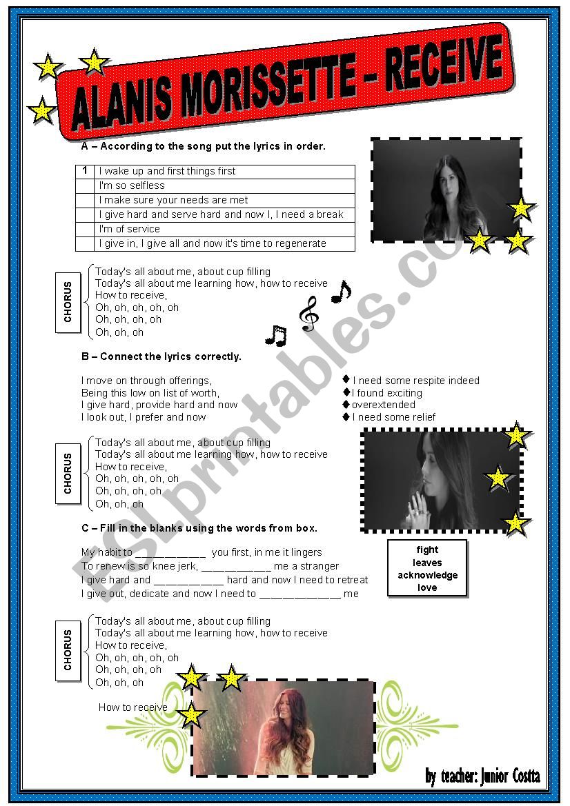 ALANIS MORISSETTE - RECEIVE worksheet