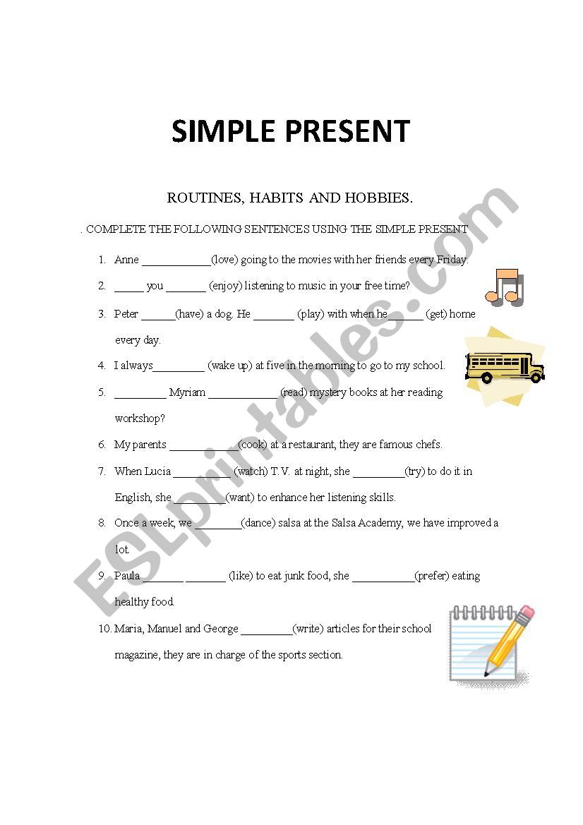 Simple Present worksheet