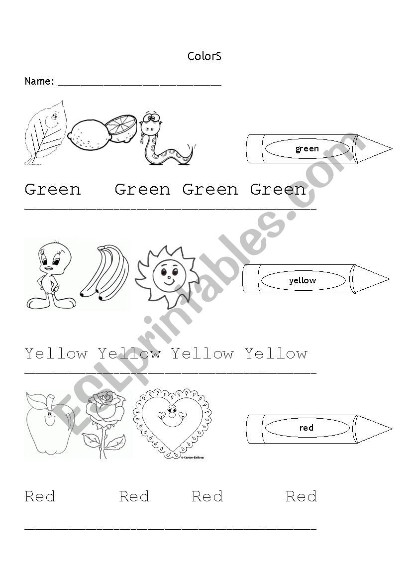 COLORS worksheet