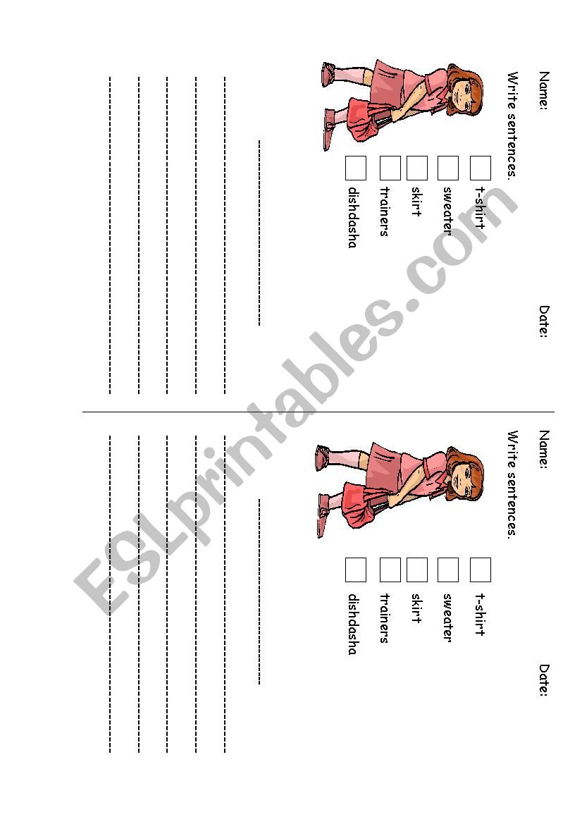 clothes worksheet