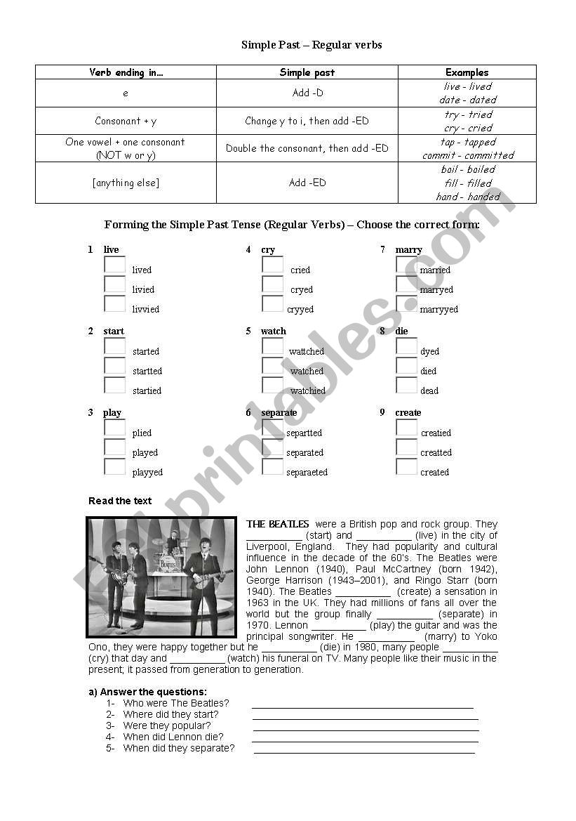 Simple Past worksheet