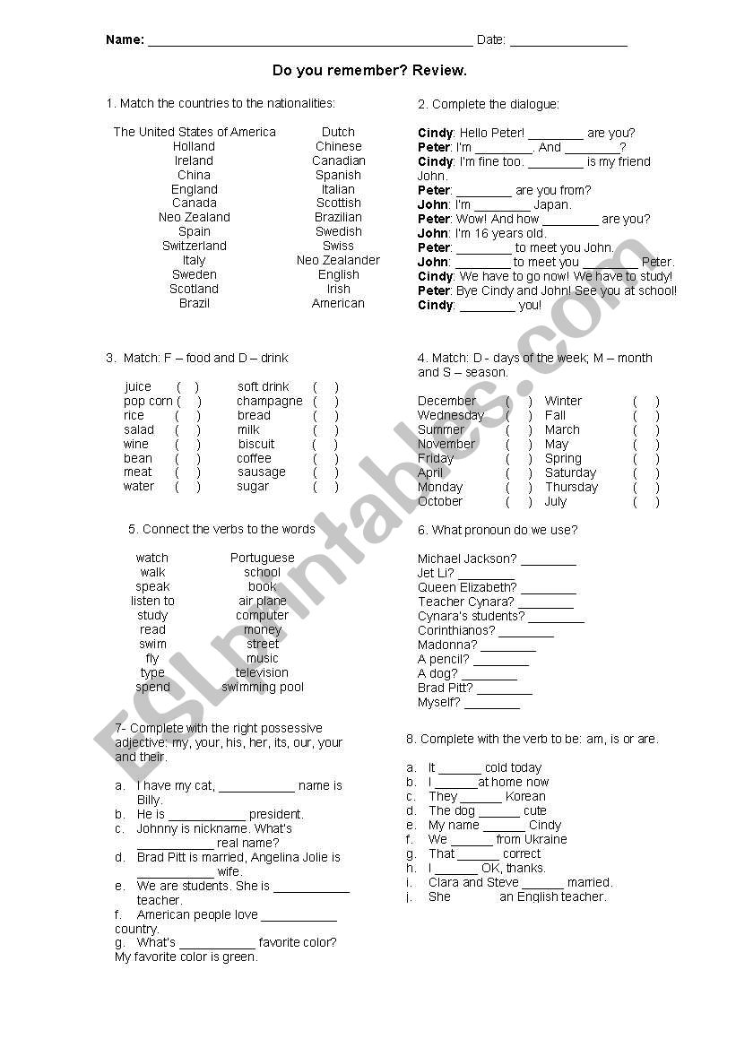 Review worksheet