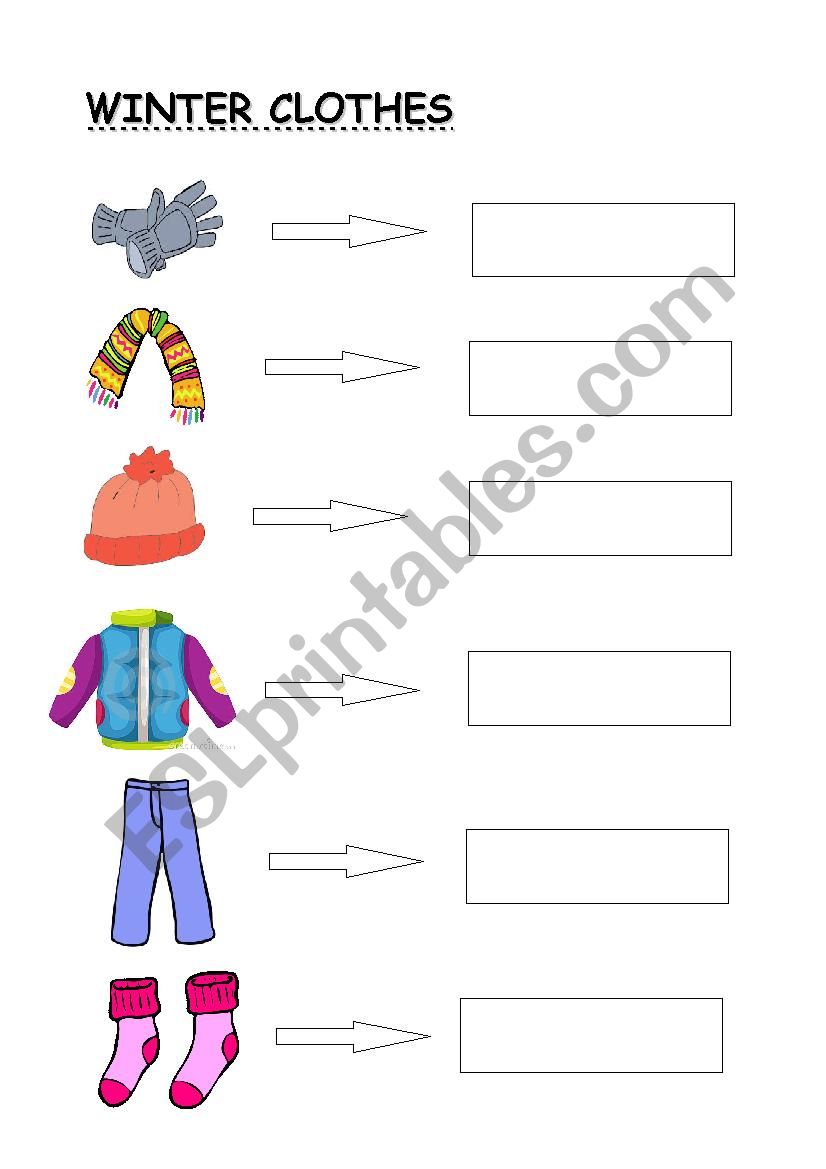 winter clothes worksheet