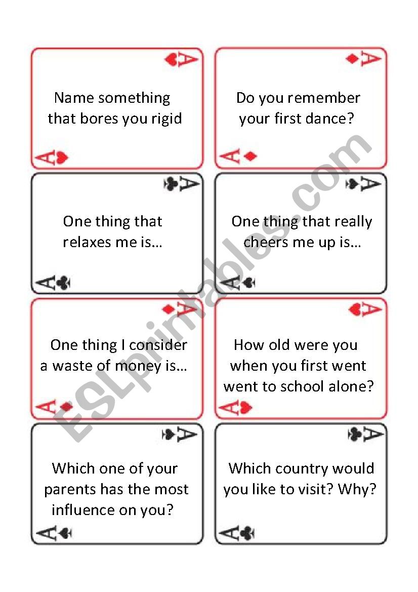 Lets talk - Activity cards worksheet