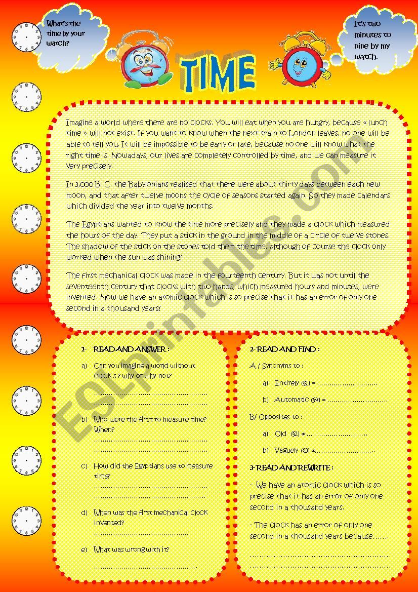 TIME  worksheet