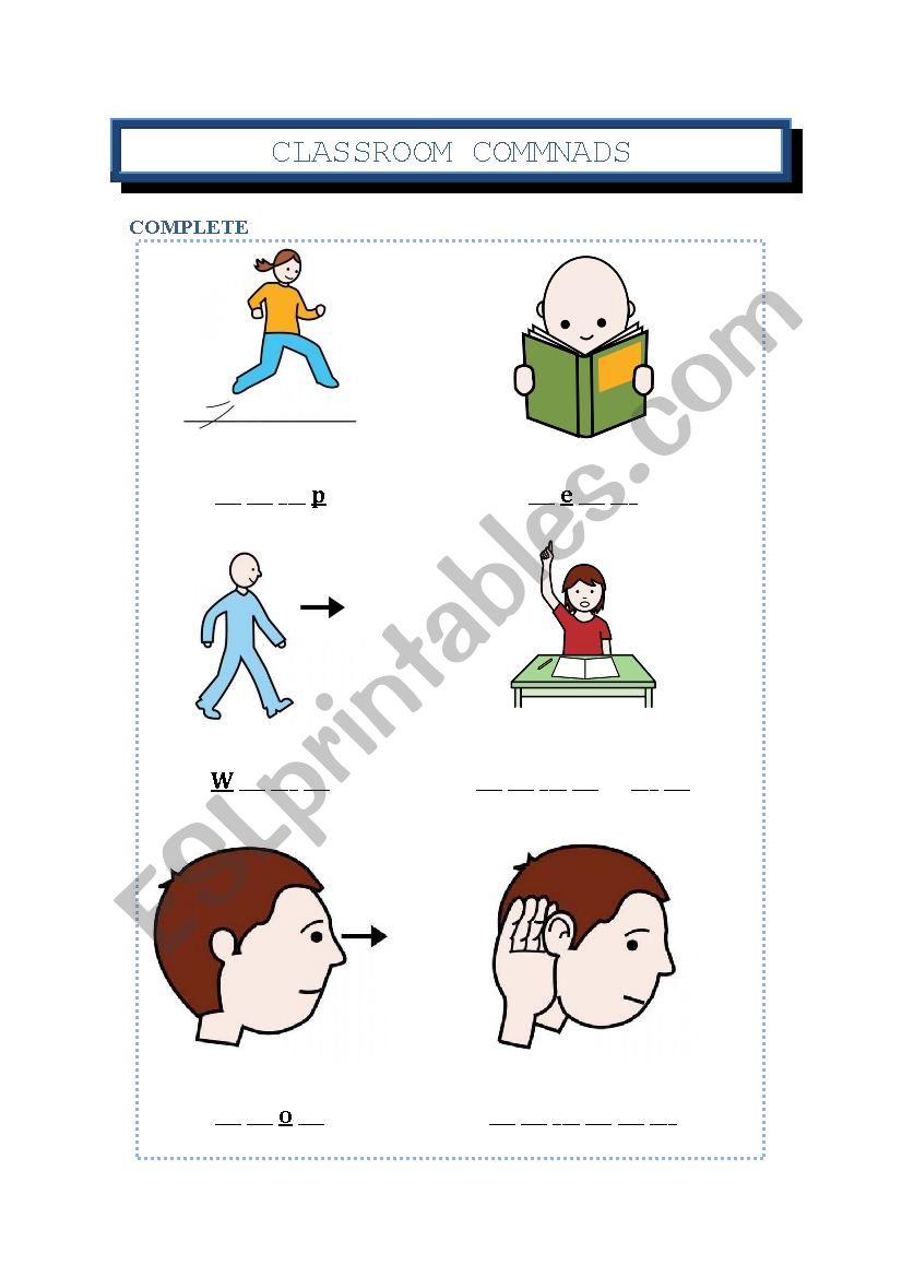 Classroom commands worksheet