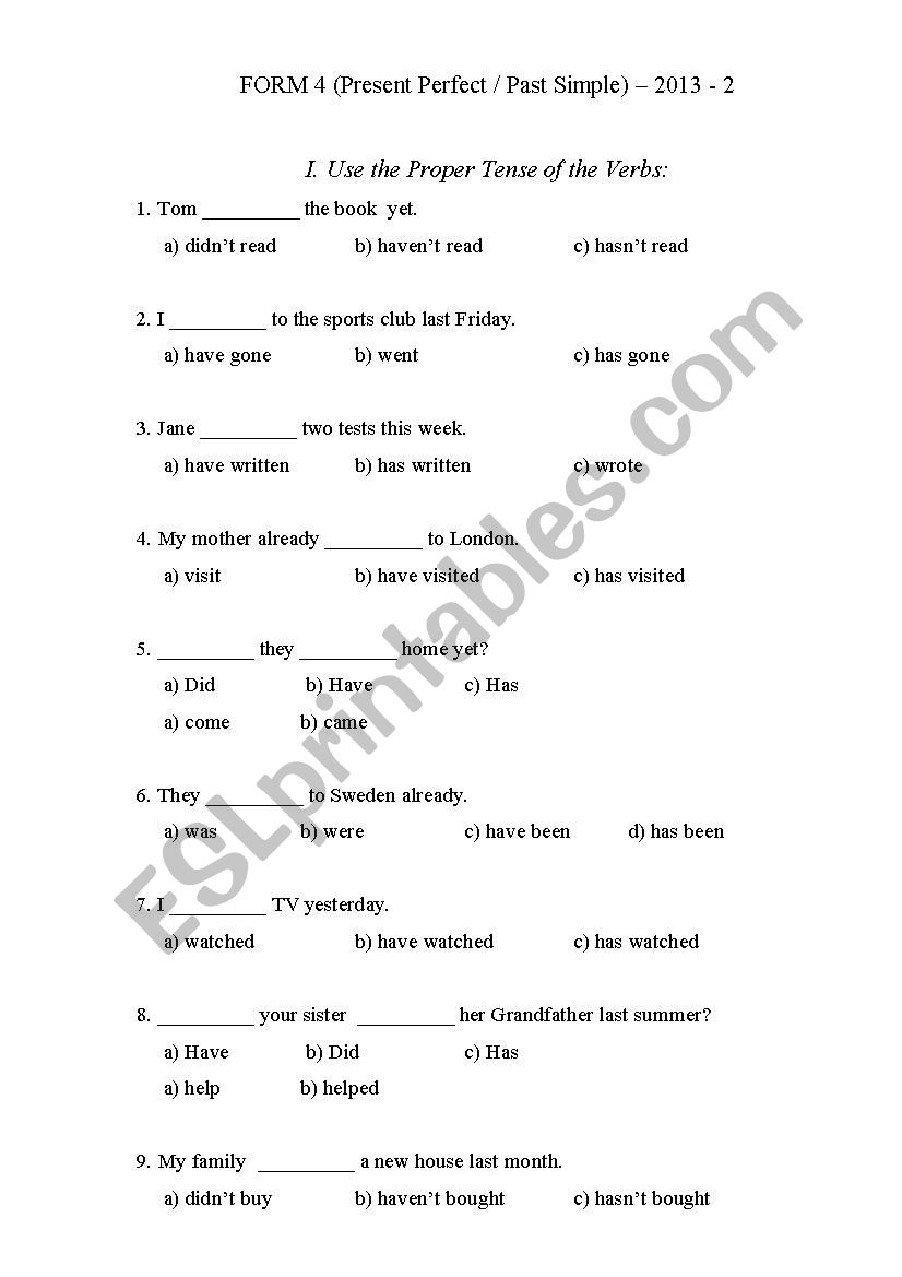 Present Perfect vs Past Simple