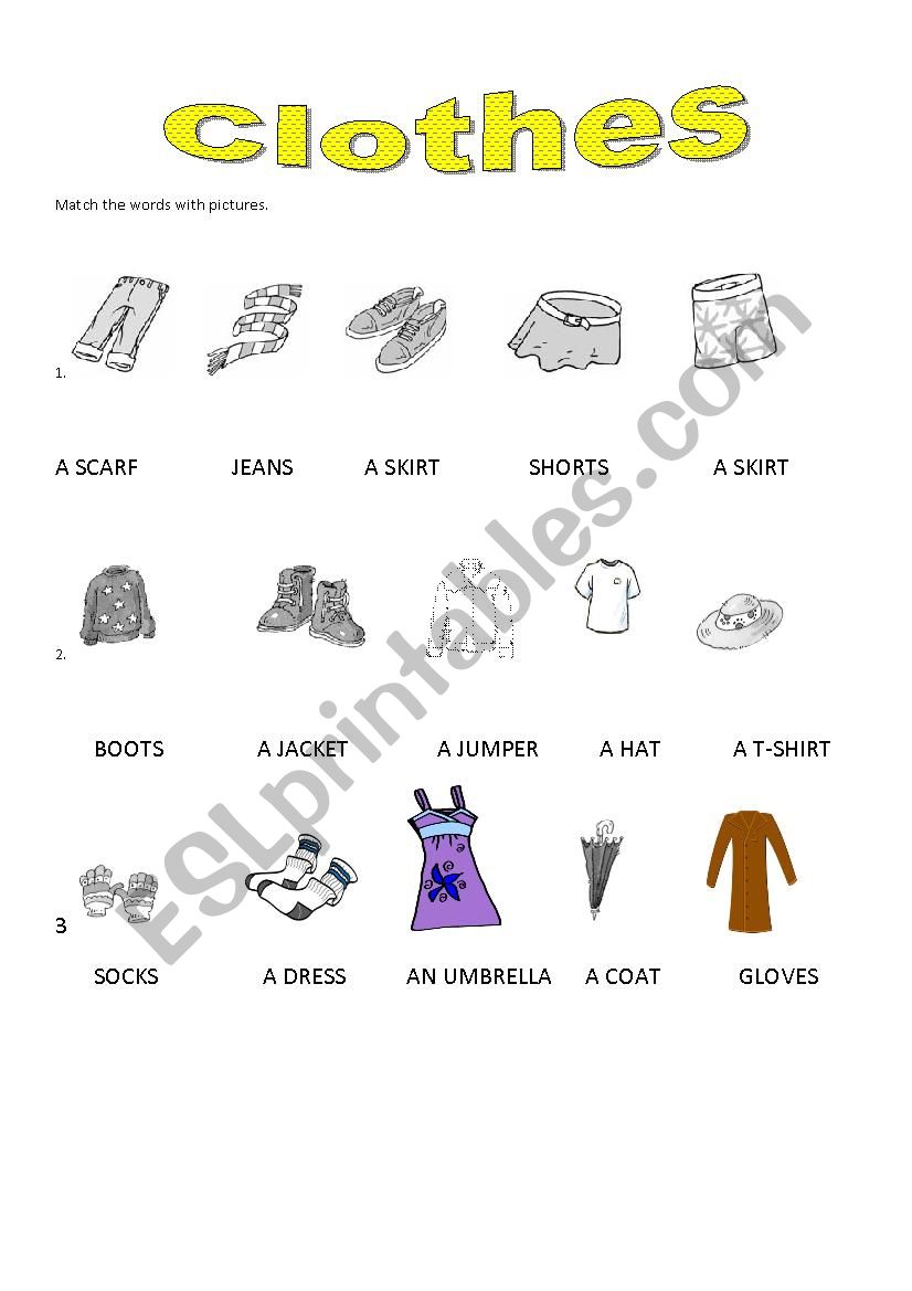 CLOTHES worksheet