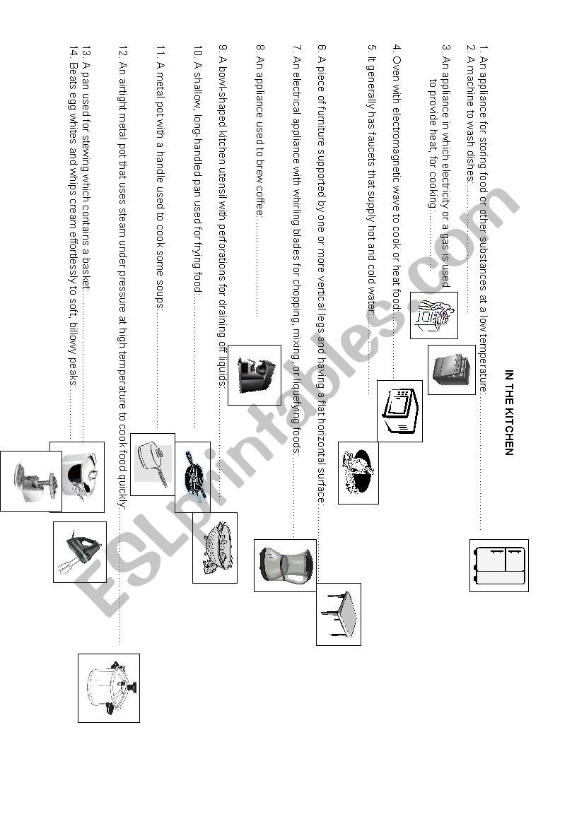 kitchen vocabulary worksheet