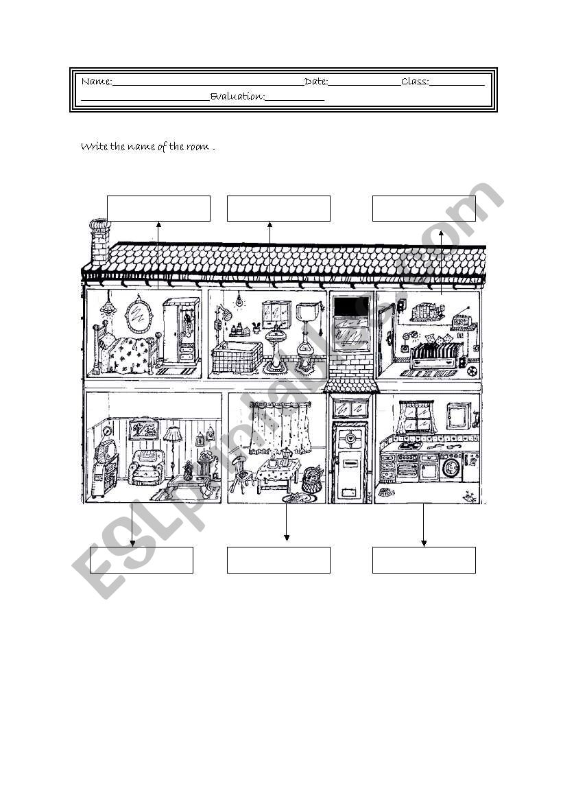 Rooms in the house worksheet