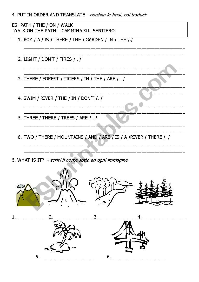 places worksheet