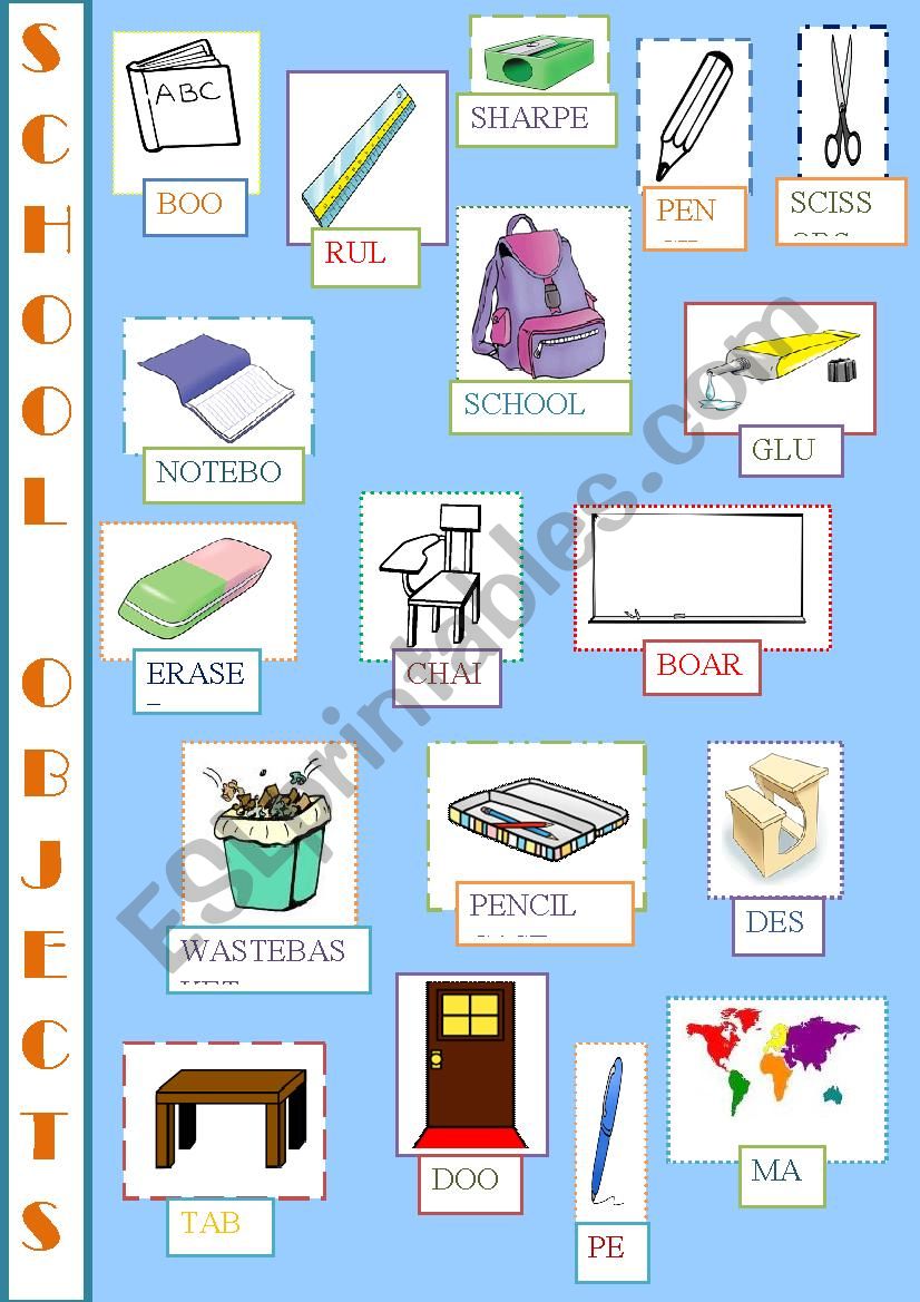 School Objects worksheet