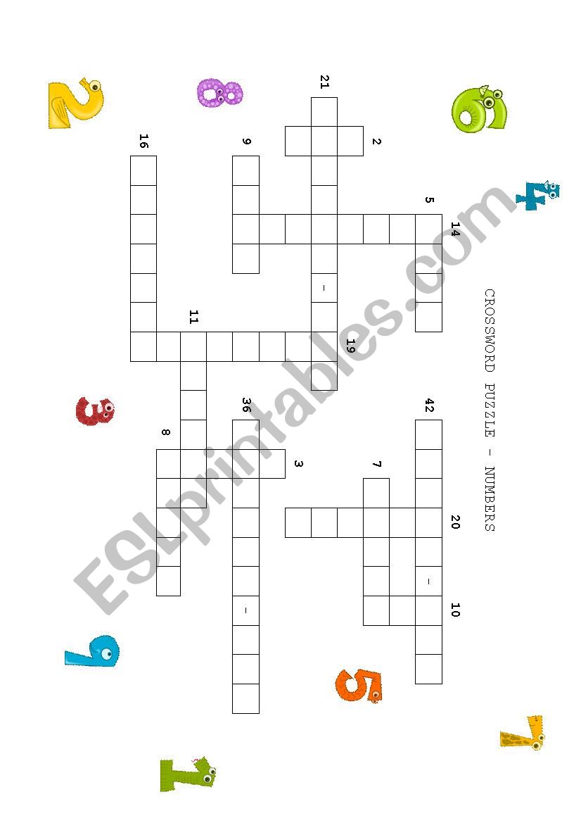 CROSSWORD PUZZLE - NUMBERS worksheet