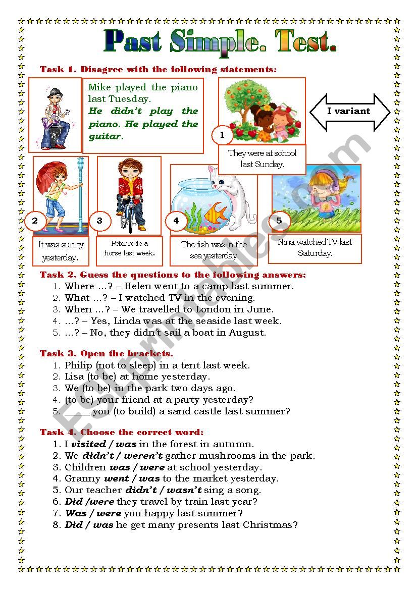 Past Simple. Test worksheet