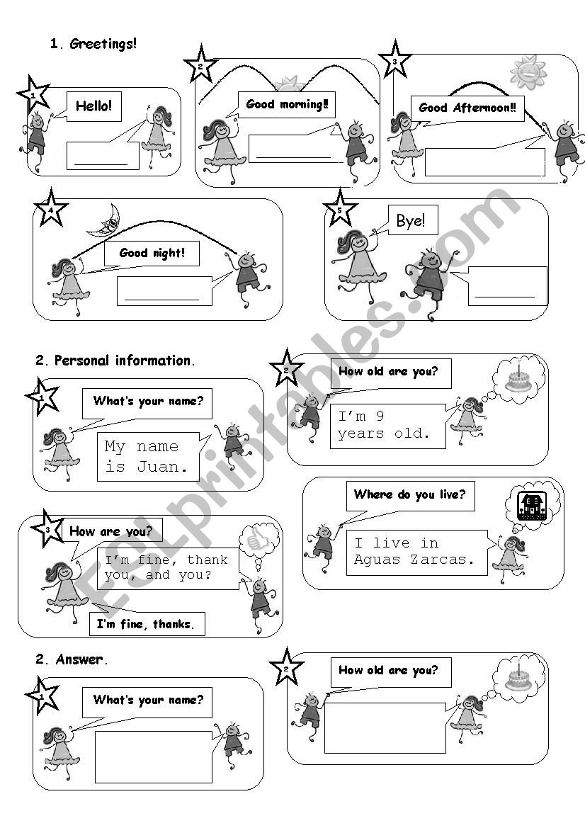 Greetings and personal info worksheet