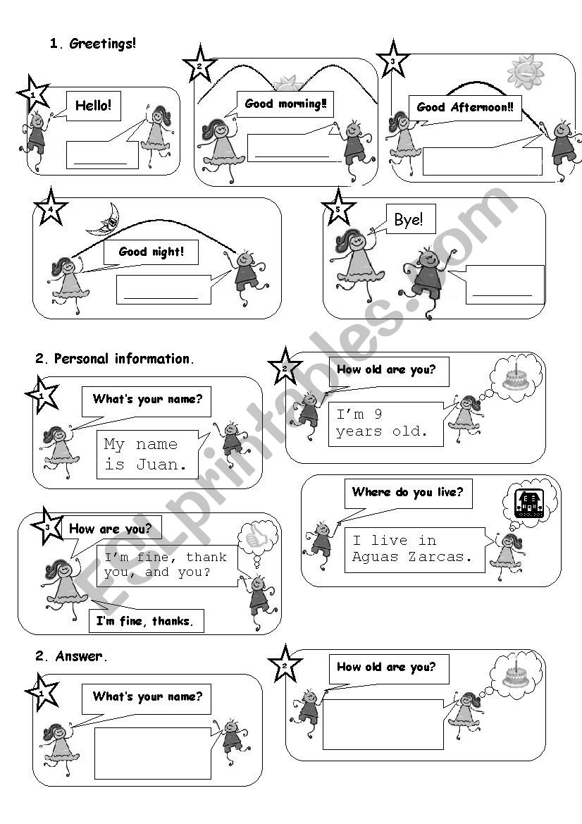 Greetings and personal info worksheet