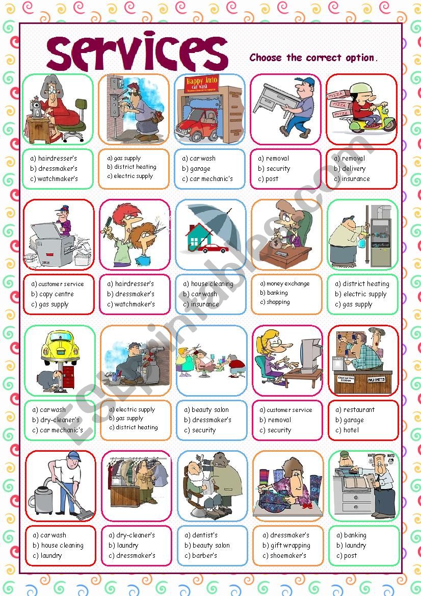 Services (Multiple Choice) worksheet