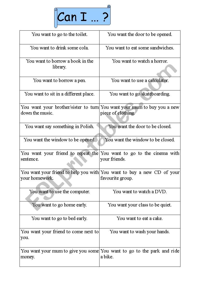 Can I...? worksheet