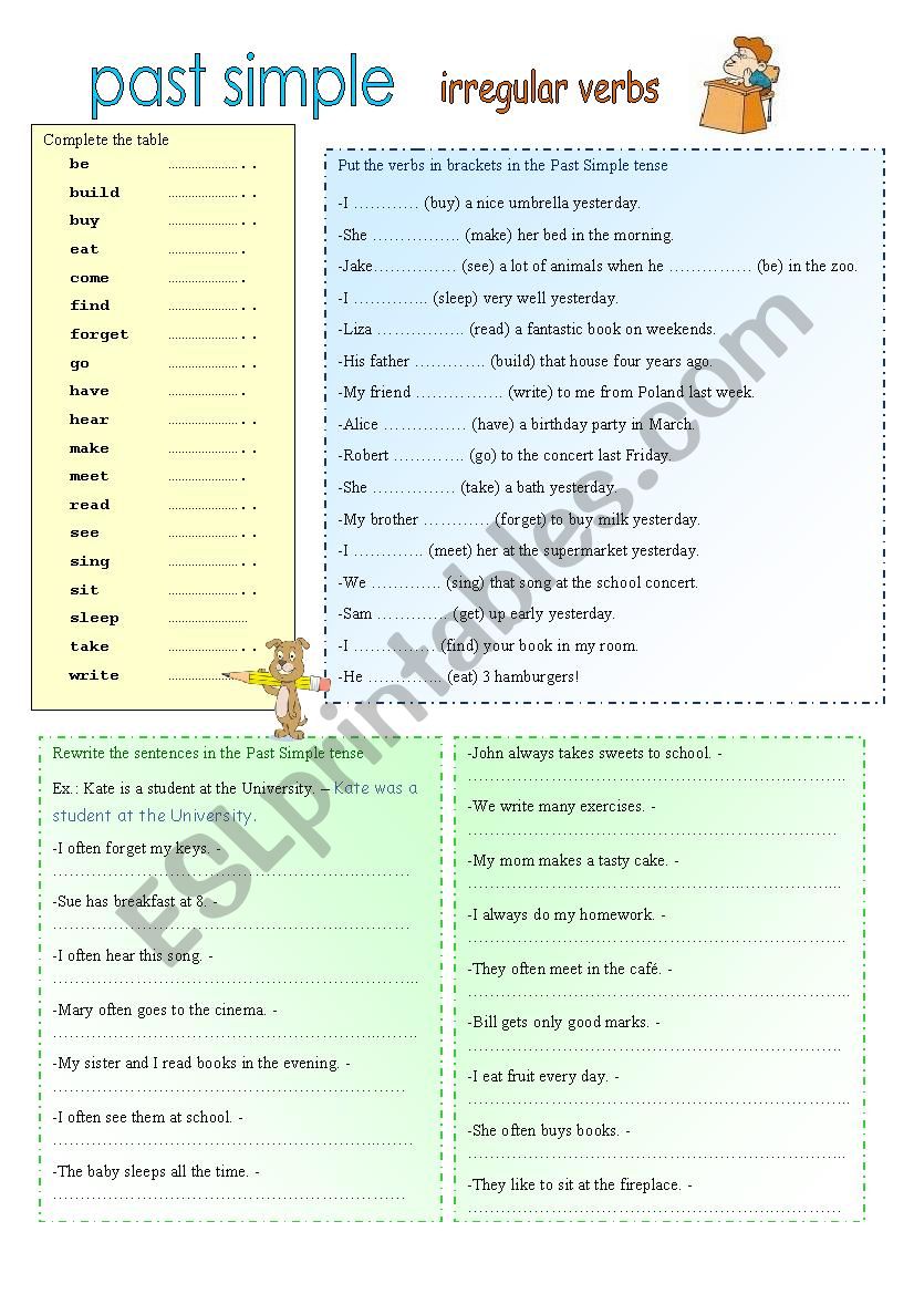 Past SImple irregular verbs worksheet