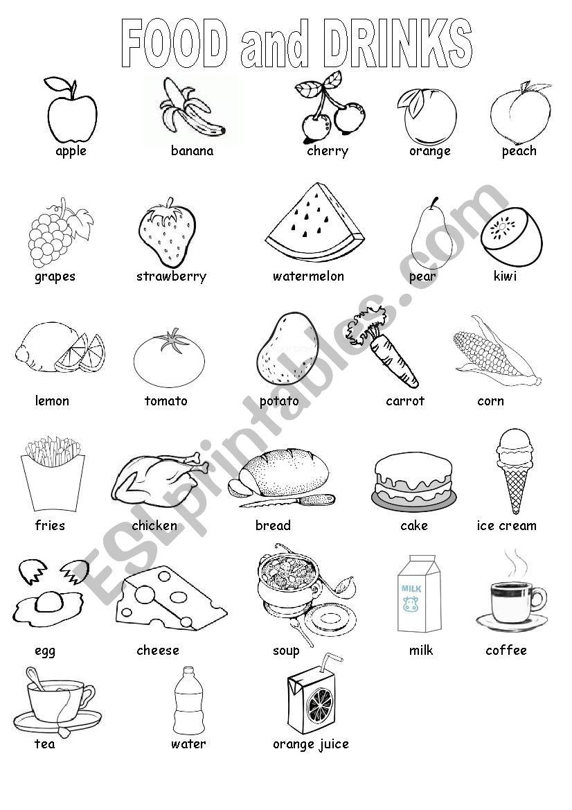 Food and Drinks worksheet