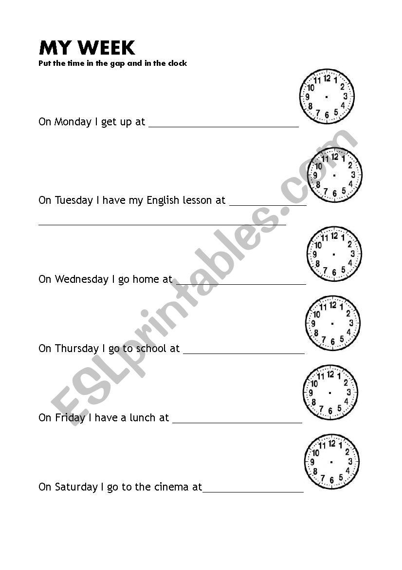 My week worksheet