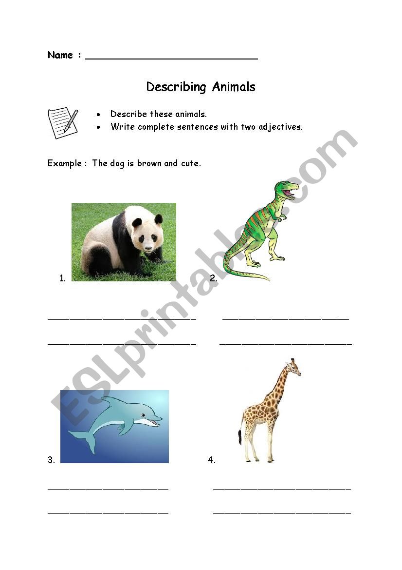 Describing Animals  worksheet