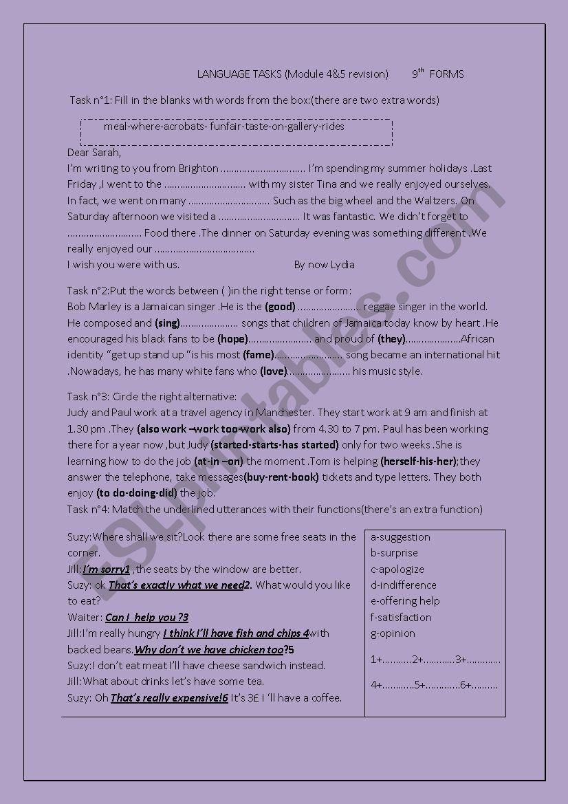 GRAMMAR REVISION worksheet