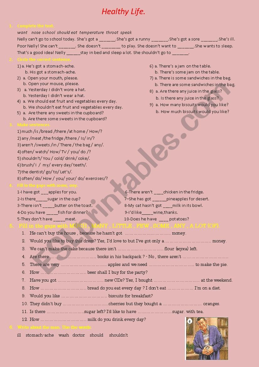 Healhy Life worksheet