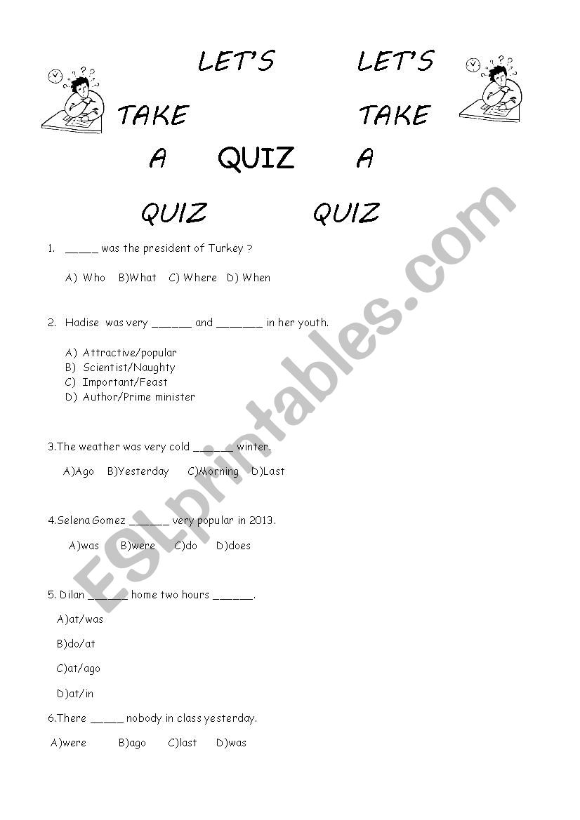 Adjectives Quiz worksheet