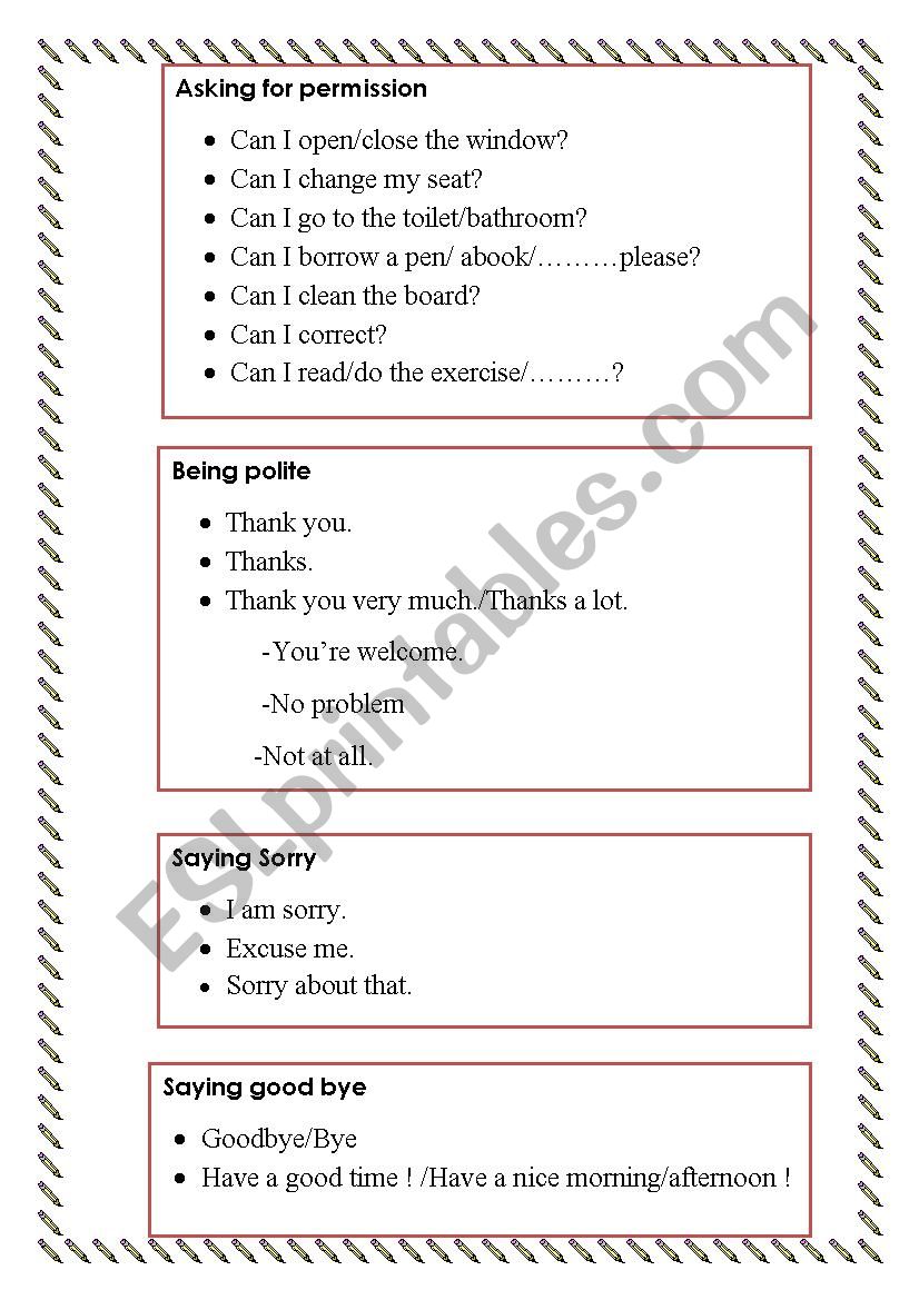 classroom phrases worksheet