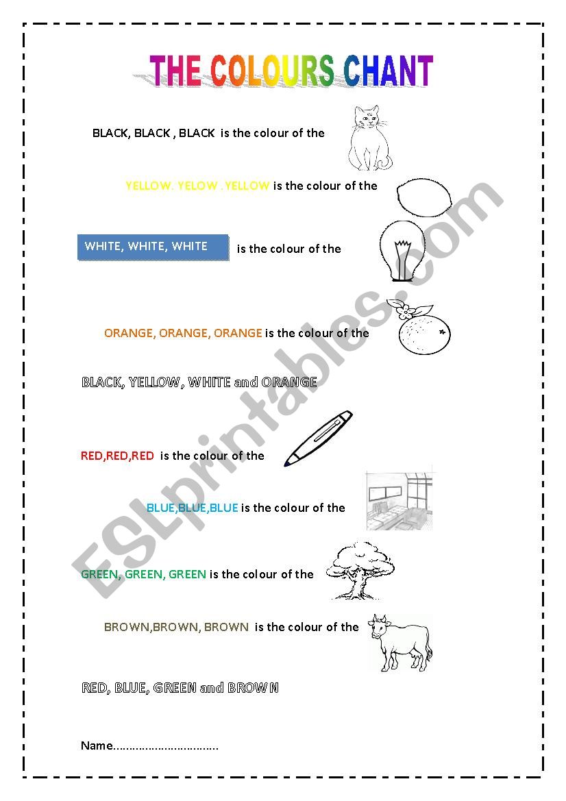 COLOURS CHANT  worksheet