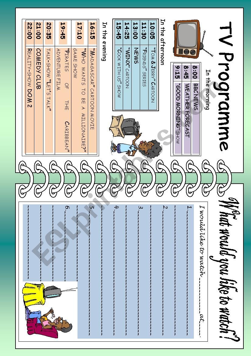 Time + TV programme worksheet