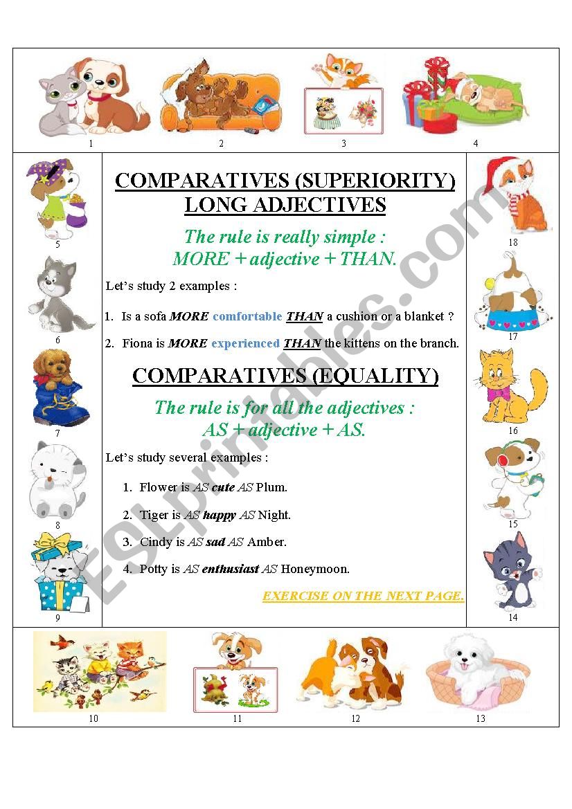 comparatives of superiority (long adjectives) and equality + 1 word ladder