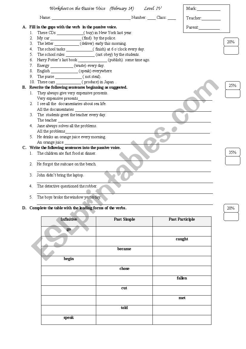 passive voice worksheet