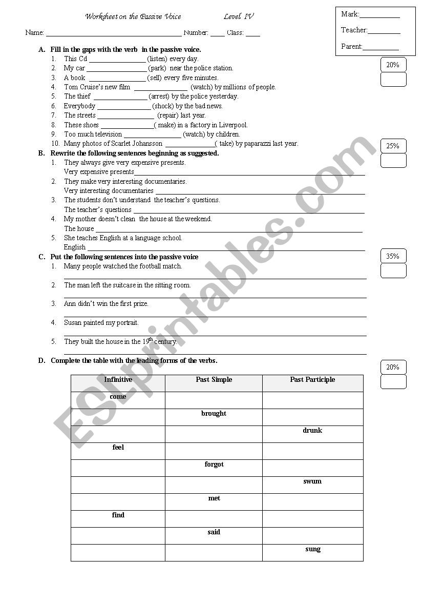 Passive voice worksheet