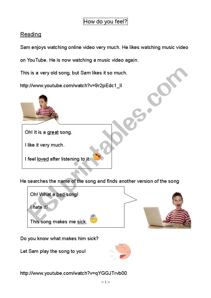 how do you feel? worksheet