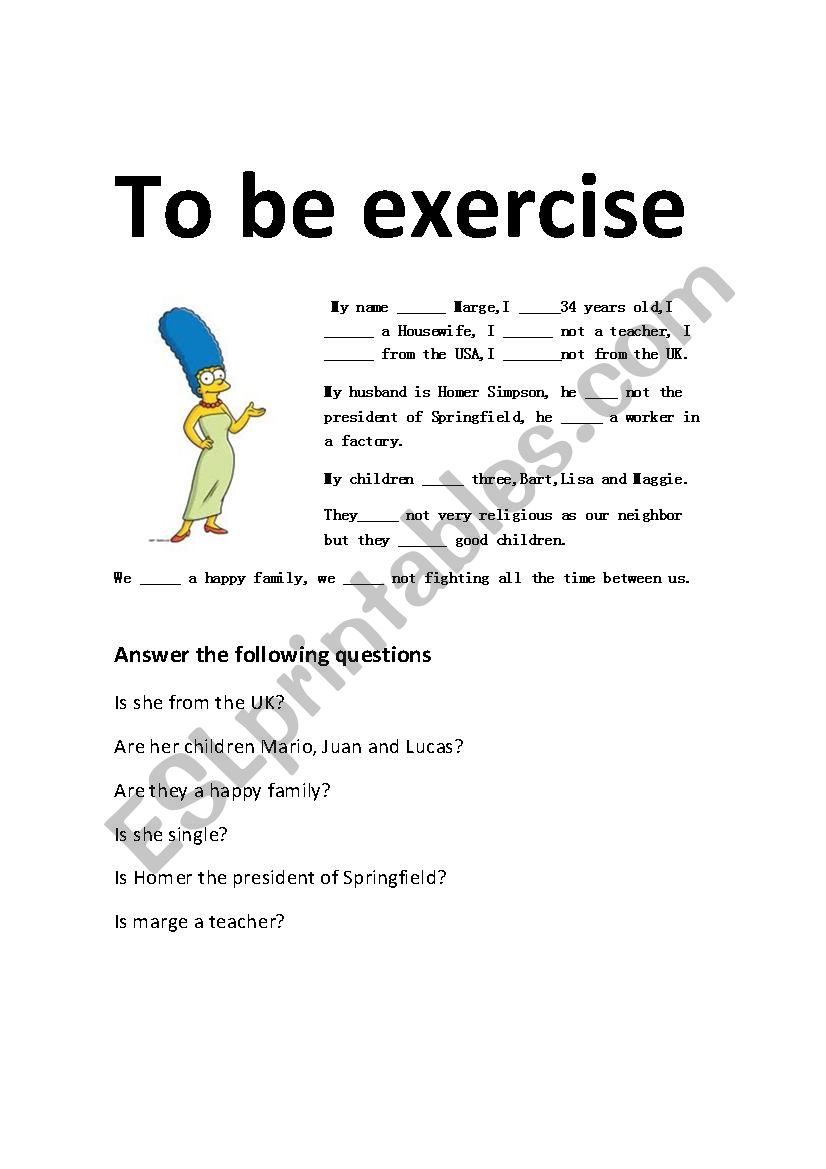 the simpsons to be exercise worksheet