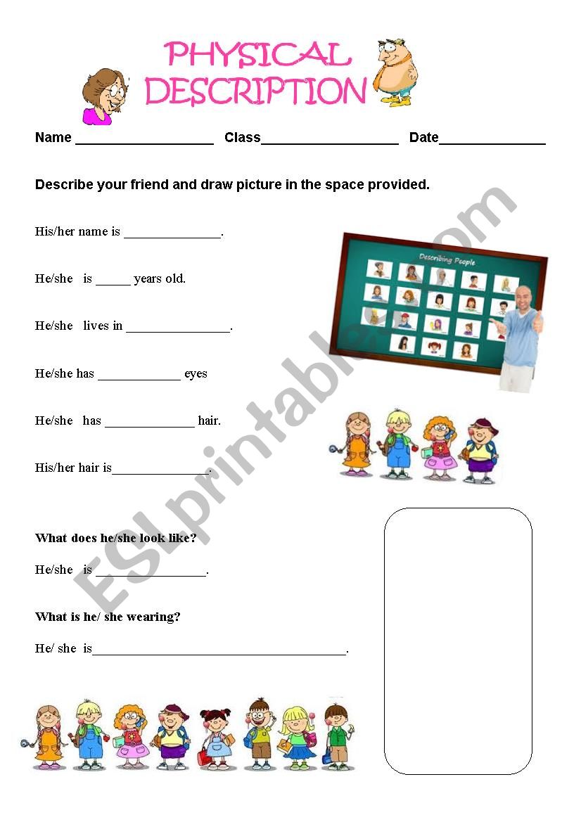 Physical Description worksheet